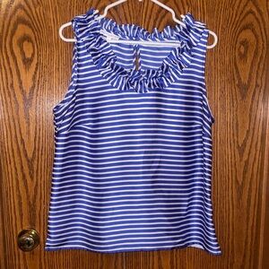 Talbots Sleeveless Striped Blouse in Blue and White Large